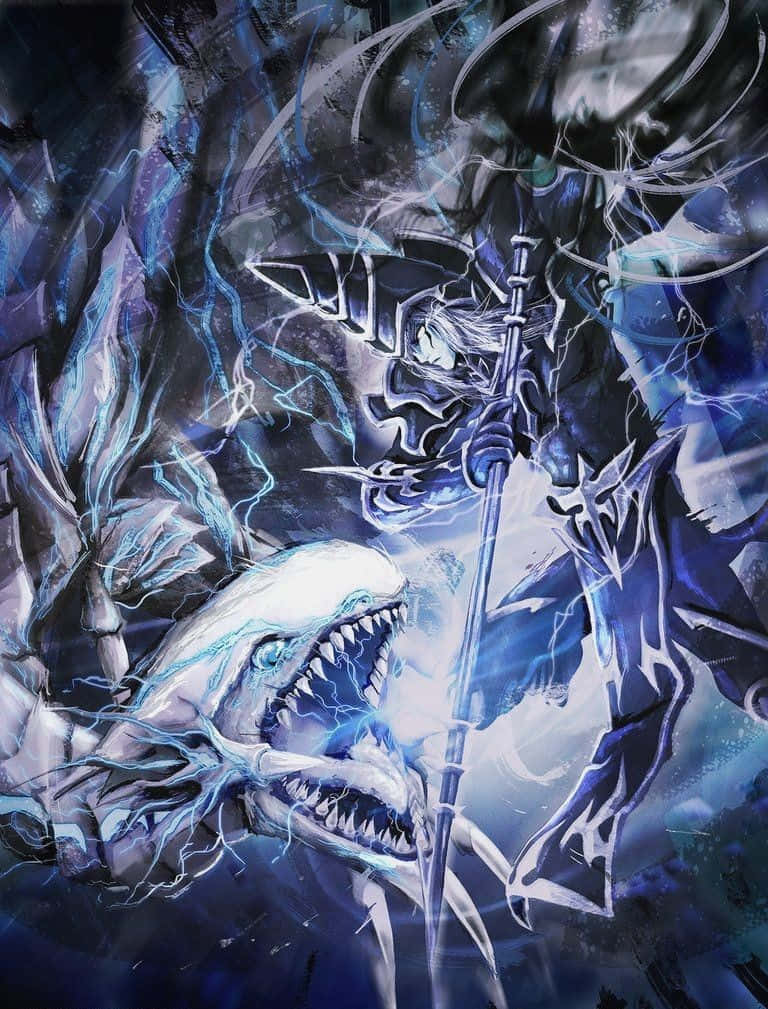 奇幻戰士在暴風雨中與電鯊戰鬥