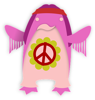 嬉皮士和平企鵝插畫 壁紙