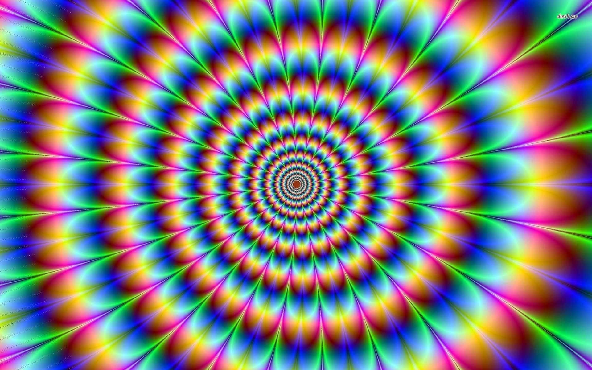 充滿活力的彩虹螺旋圖案，營造出催眠隧道效果。 — 迷幻 壁紙