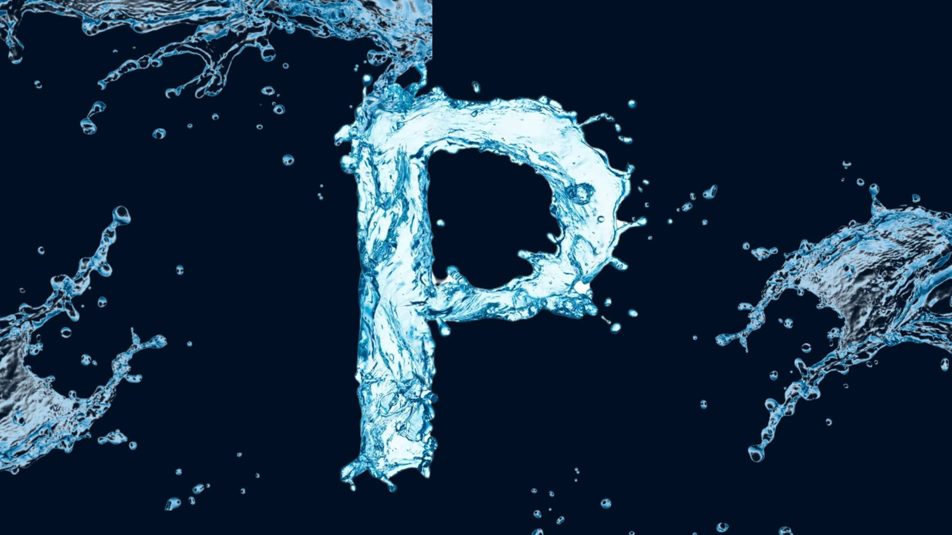 在深色背景上由飛濺水滴組成的字母P