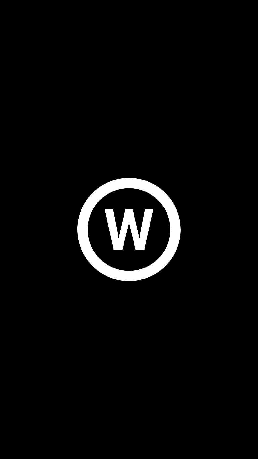 黑色背景圓圈內的白色字母W