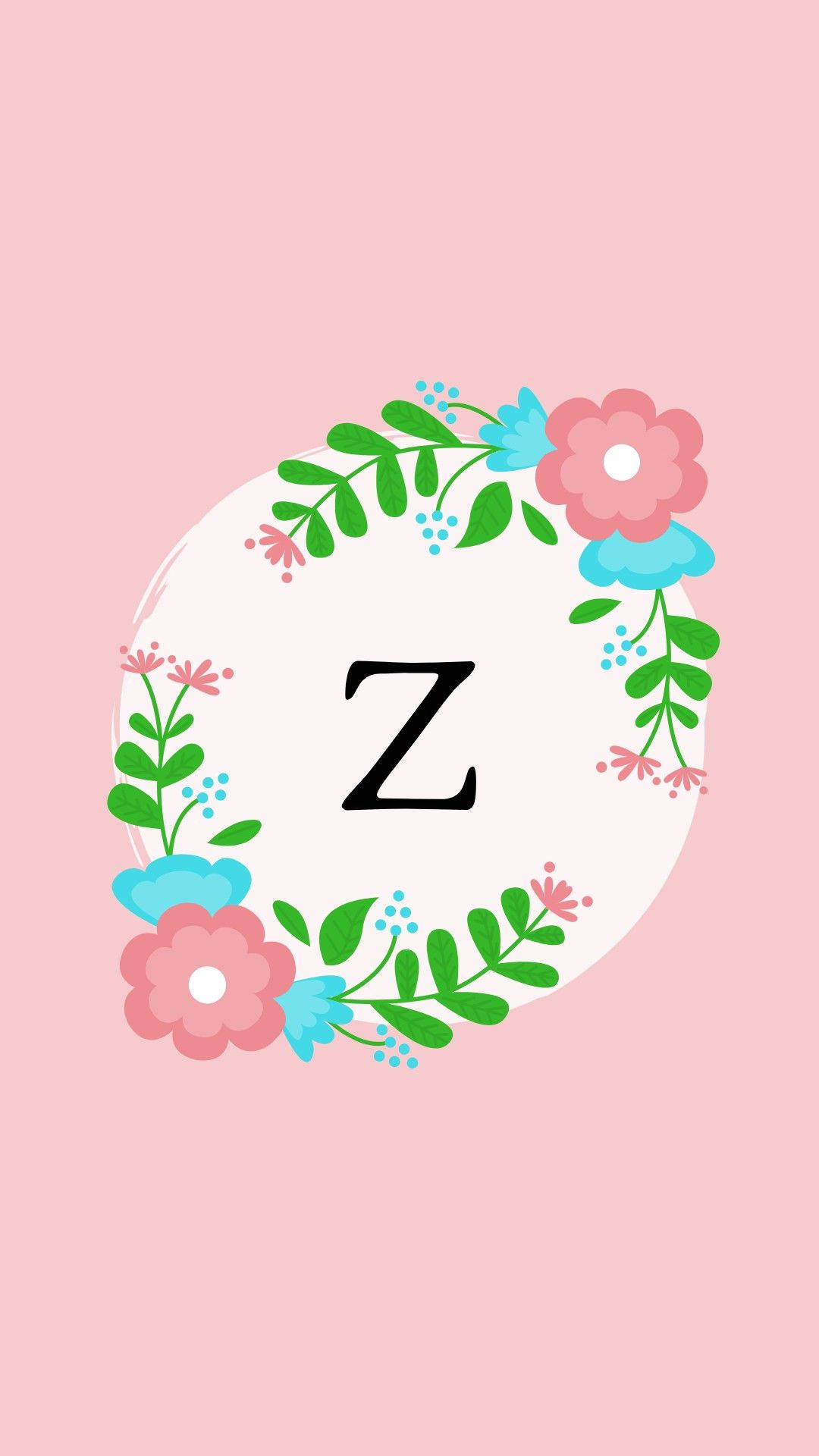 粉紅色背景上花環中的字母Z。