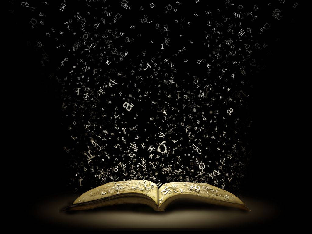 金色書本在黑暗中釋放出漂浮的數學符號。