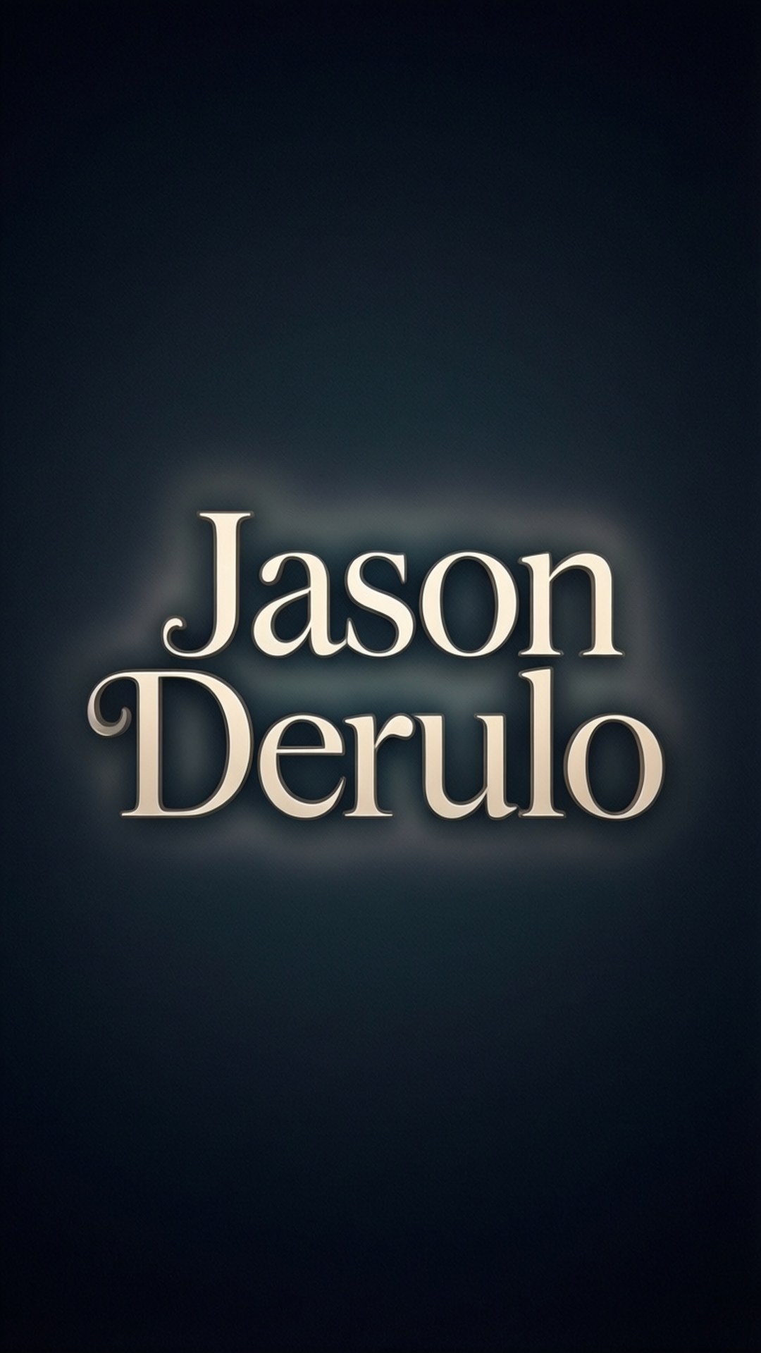 字體致敬 壁紙 — Jason Derulo 的名字以優雅的奶油色字體在深海軍藍漸變背景上發光。