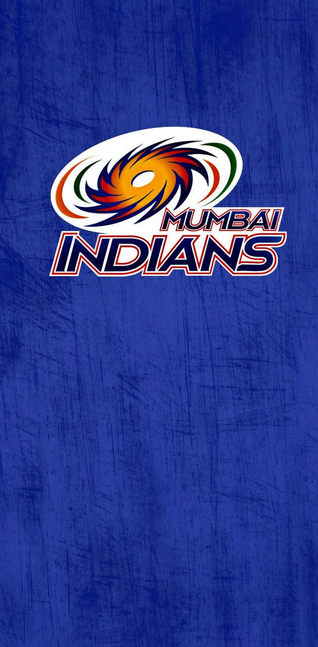 Mumbai Indians 板球隊標誌，置於帶有紋理的藍色背景上。