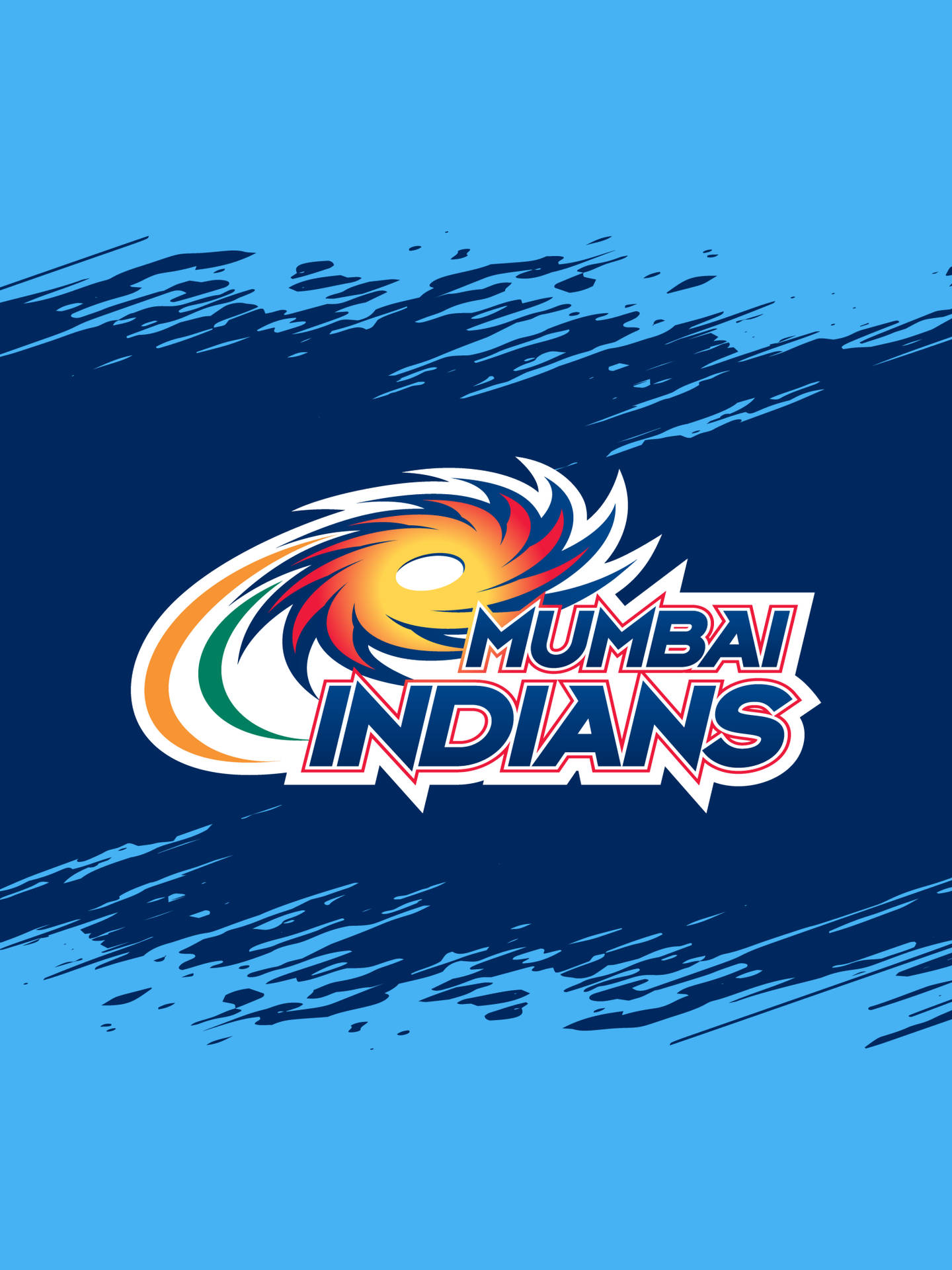 Mumbai Indians 板球隊標誌，藍色筆觸背景上帶有彩色漩渦