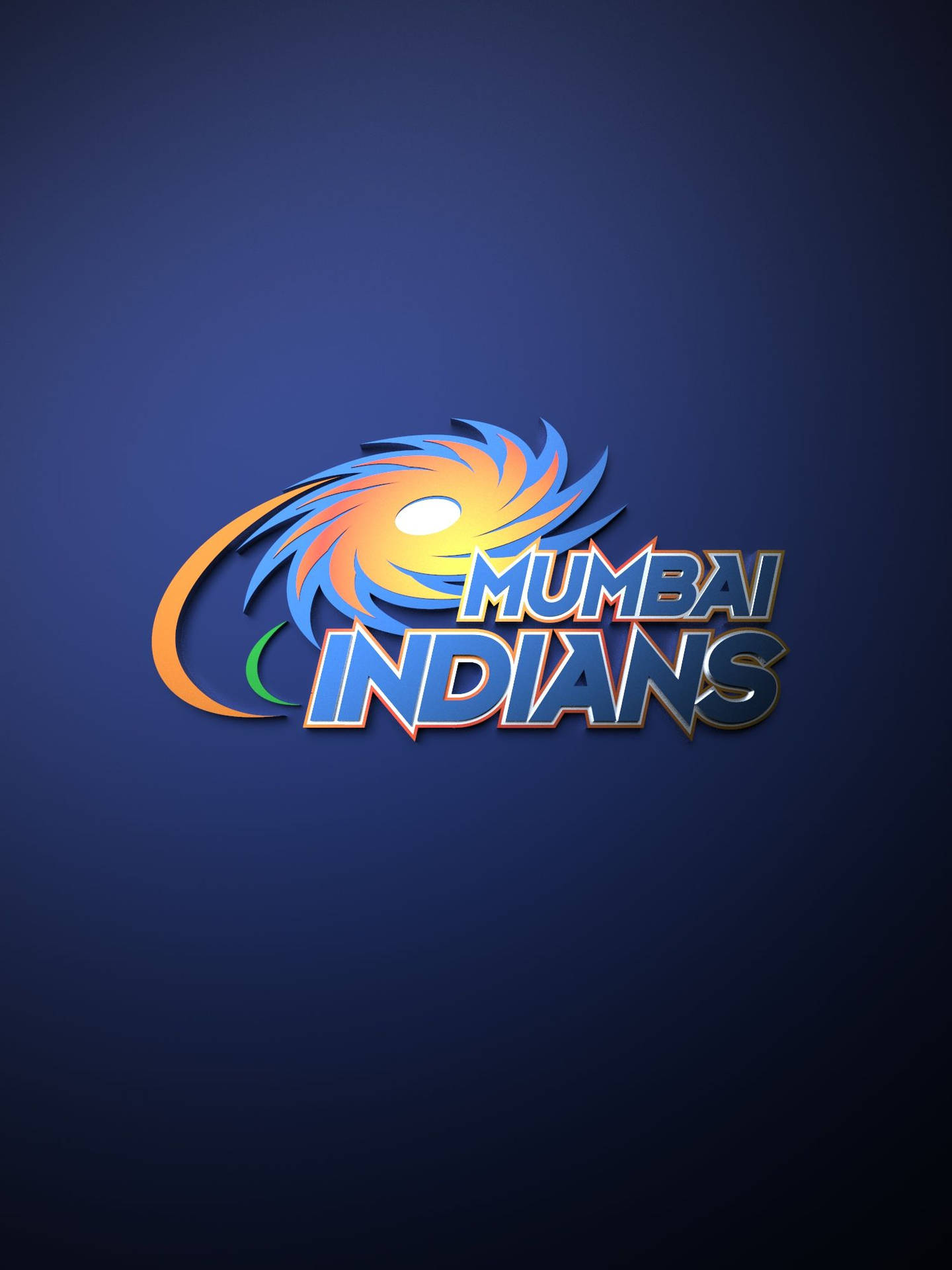 Mumbai Indians板球隊標誌，在深藍色背景上帶有色彩繽紛的旋轉設計。