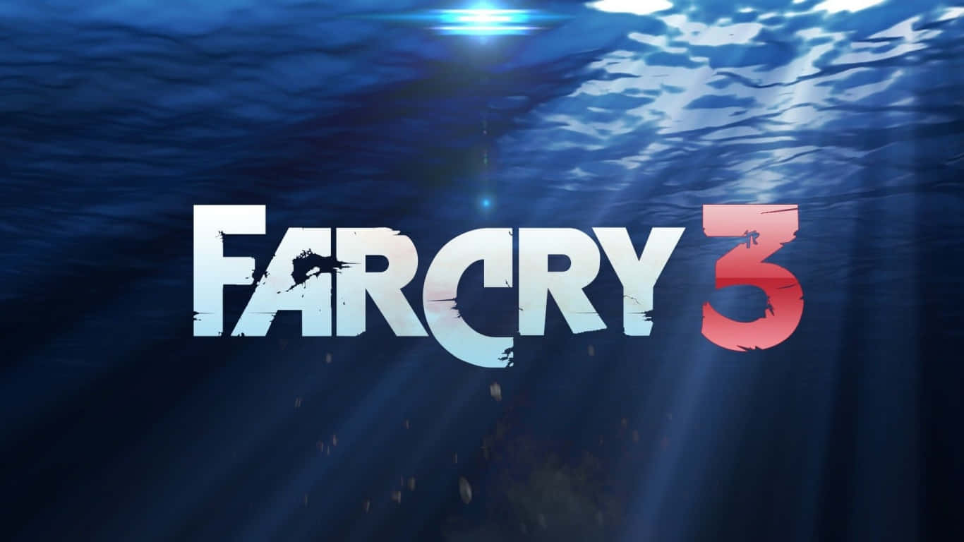 《孤島驚魂3》的壯麗場景 壁紙 — Far Cry 3 標誌從深藍色海洋水中浮現，陽光穿透水面。