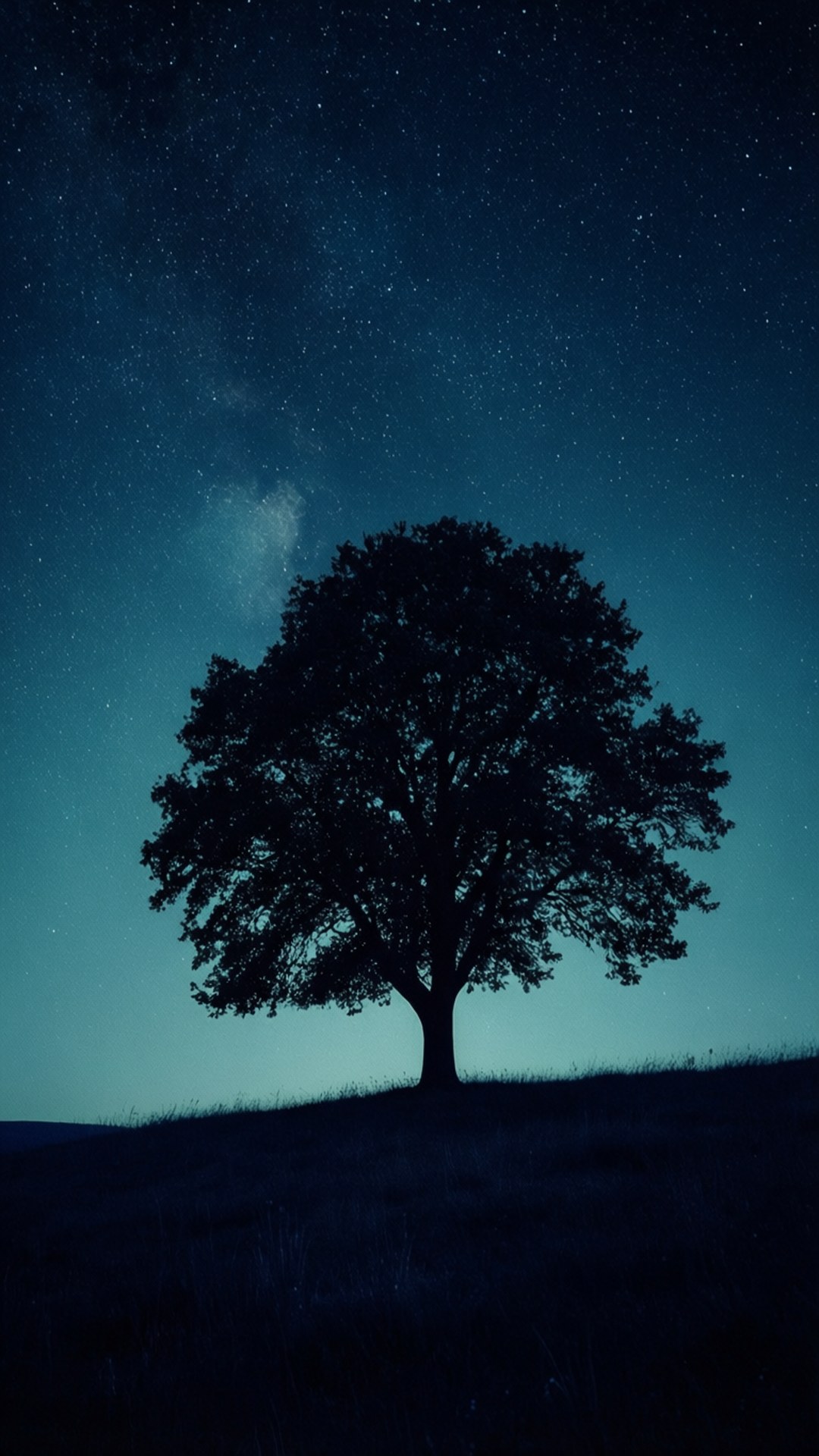 孤樹星空下 壁紙