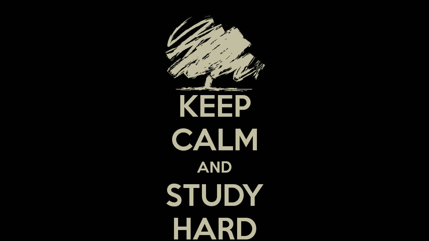 帶有樹木圖標的Keep calm and study hard勵志海報