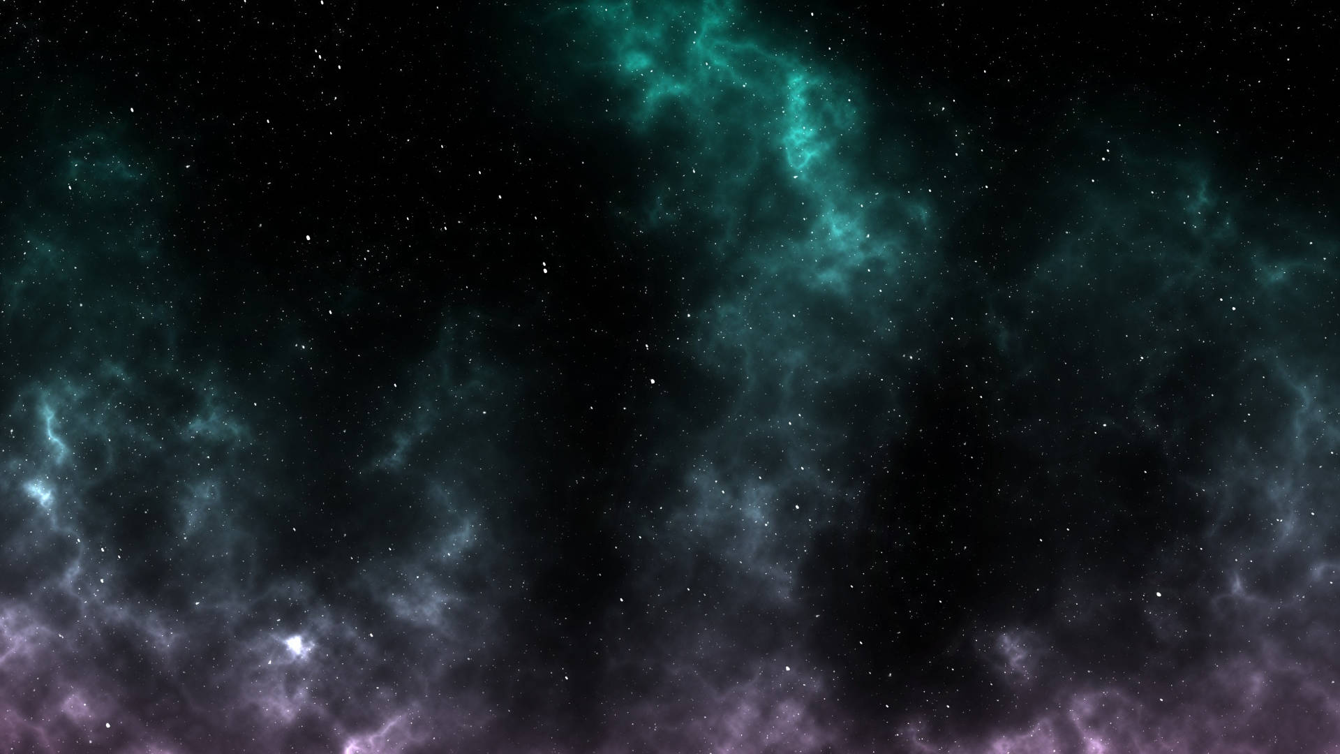 深空中青綠色和紫色的宇宙星雲與星星。
