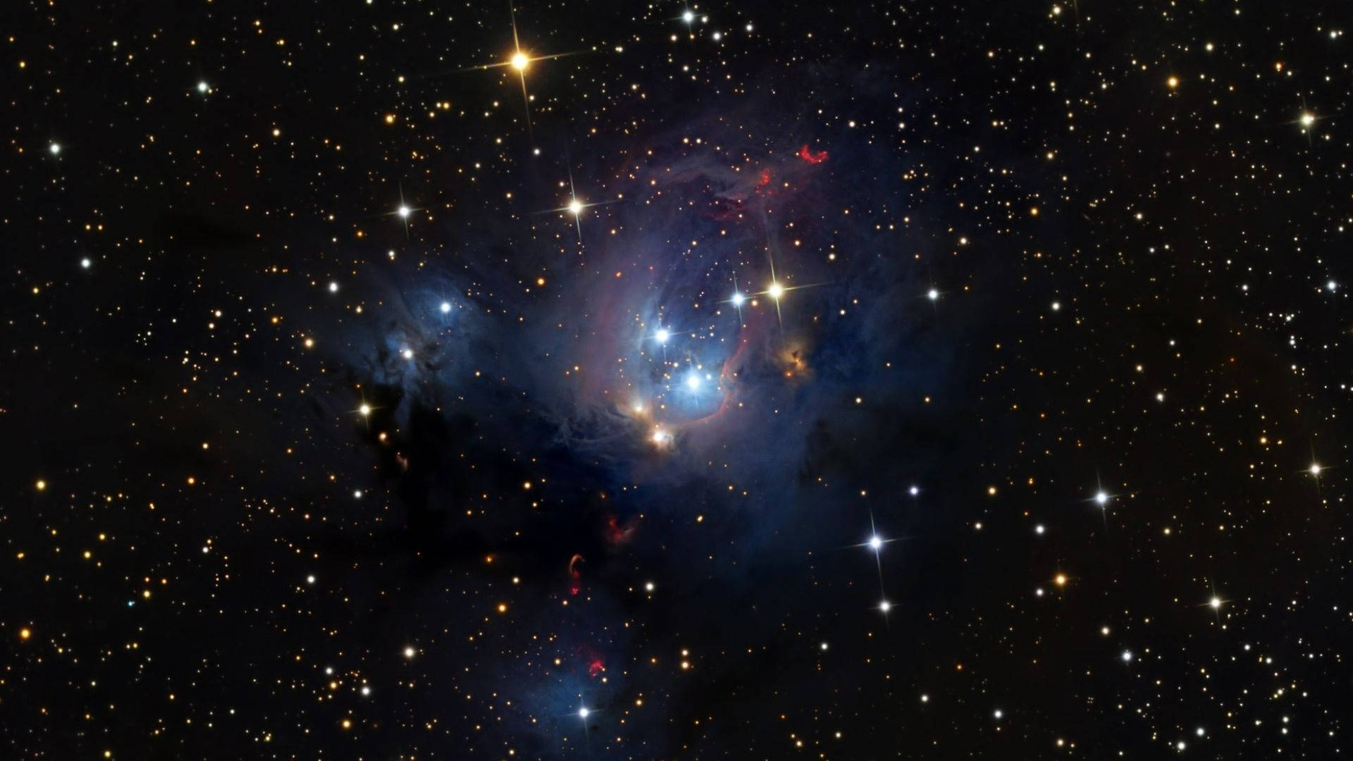 深空中帶有發光星星的彩色星雲