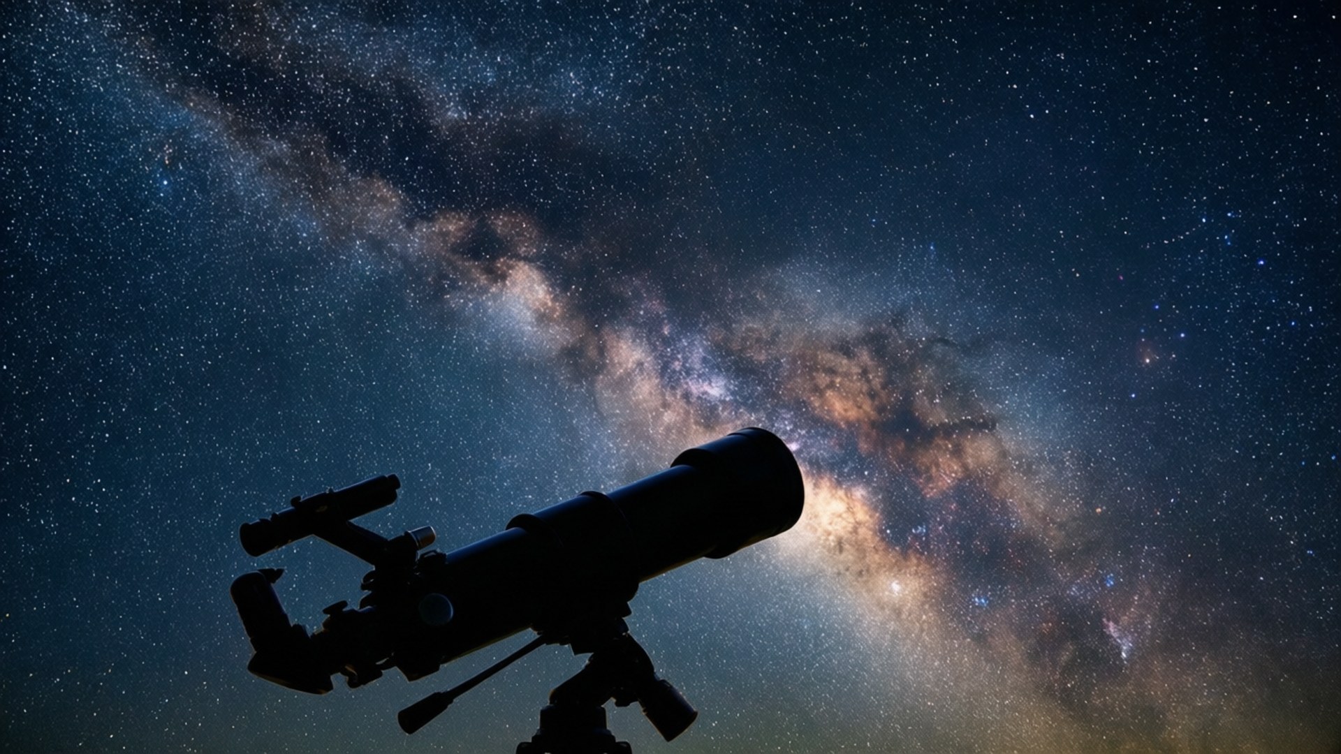 望遠鏡指向繁星夜空中的銀河系。
