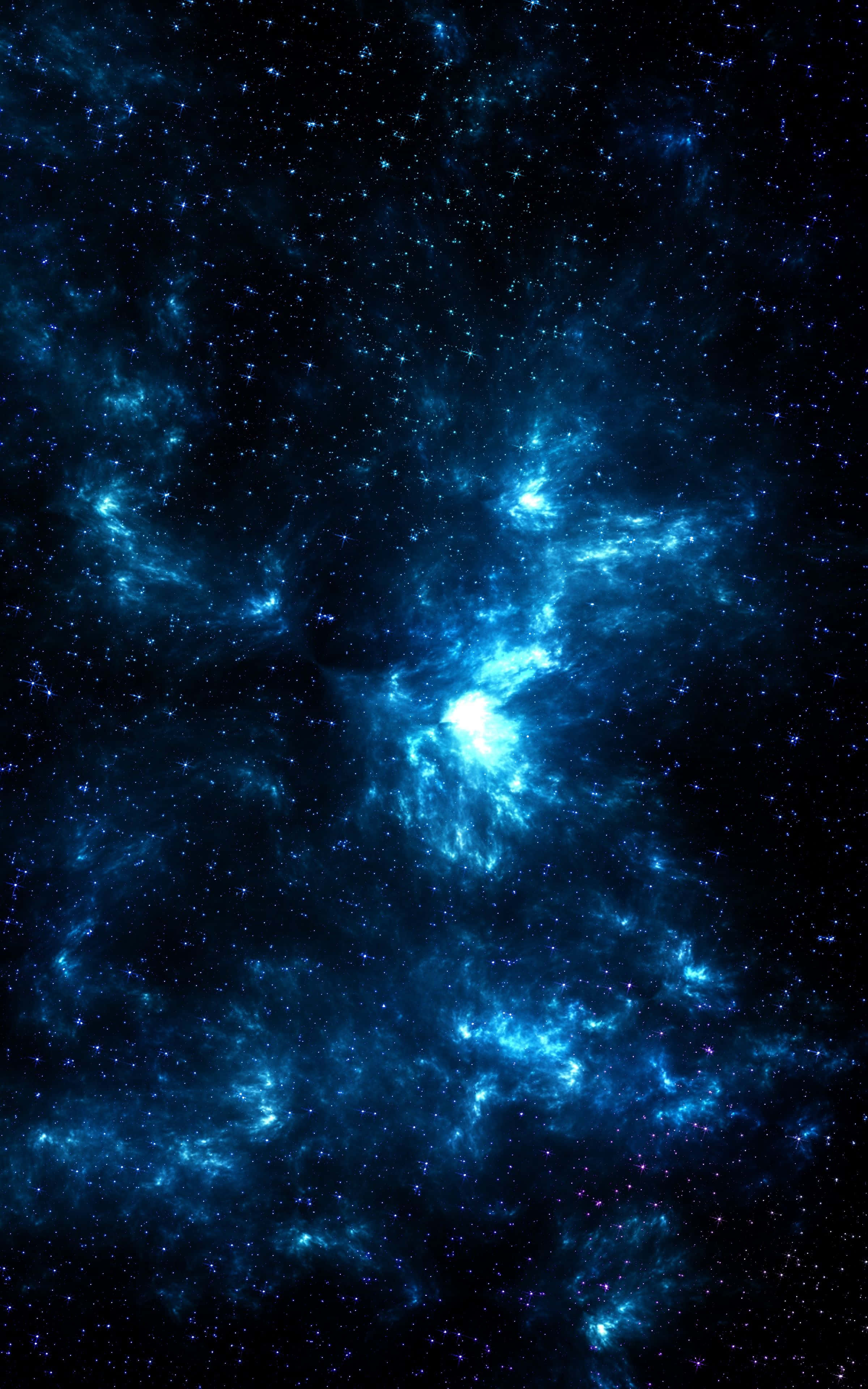 Dark Galaxy 桌布 壁紙 — 宇宙星雲在深空星場中發出電光藍色的卷鬚光芒。