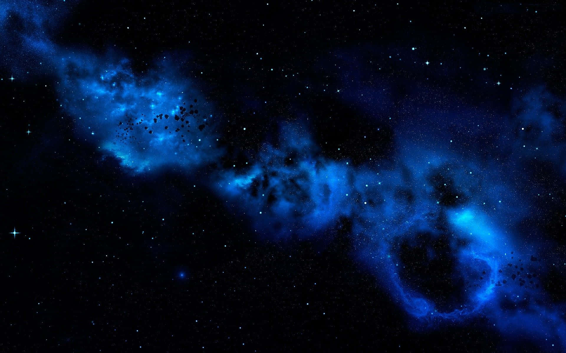 外太空中有星星的藍色宇宙星雲
