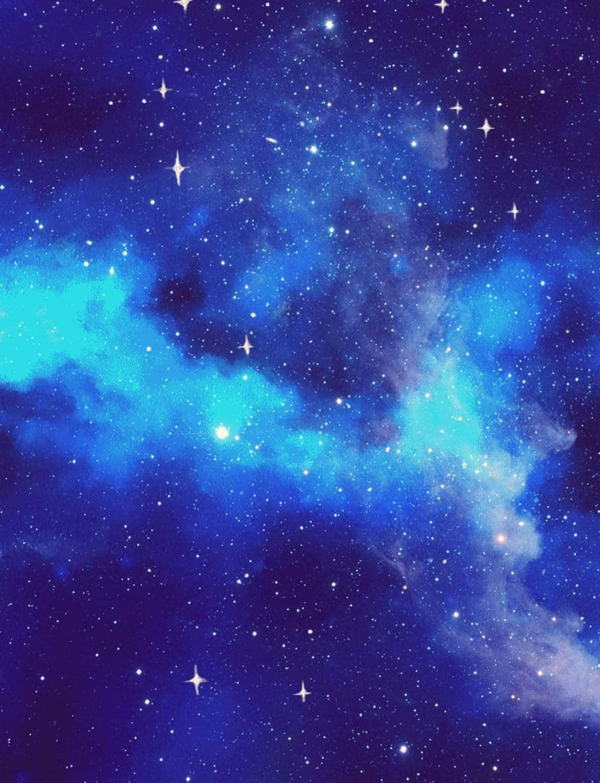 令人驚嘆的藍色星雲，在深空中閃耀著星星