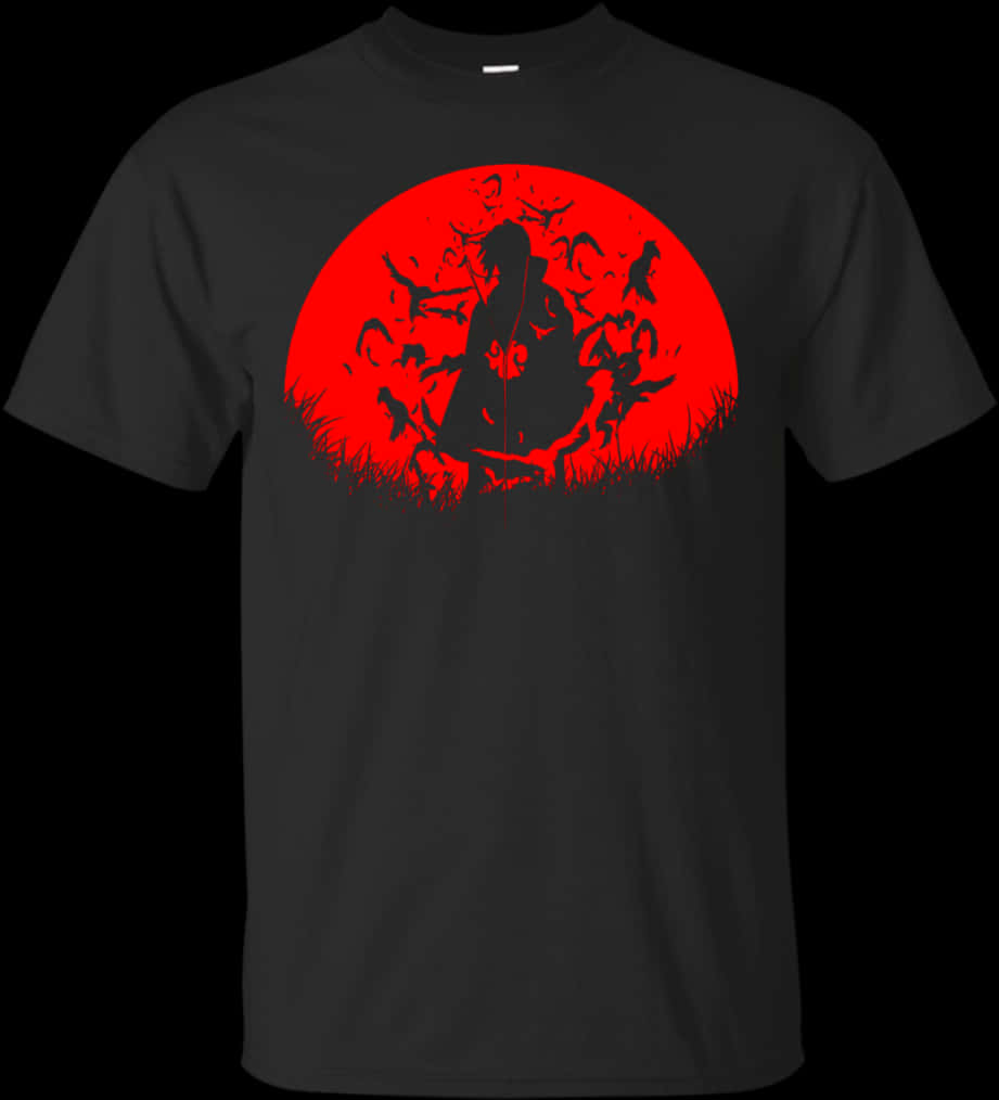 宇智波鼬剪影紅月T恤