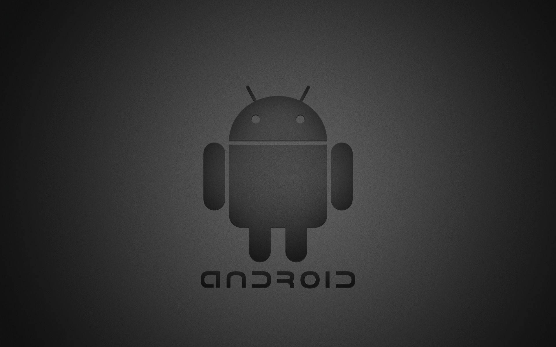 深色漸變背景上的Android機械人標誌，下方有android文字