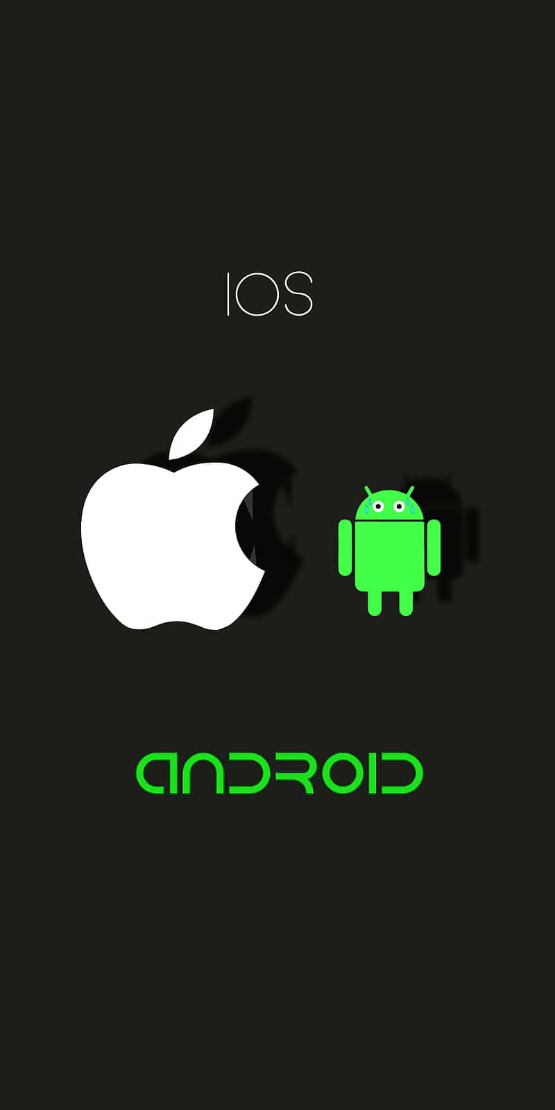 iOS和Android標誌在黑色背景上並排