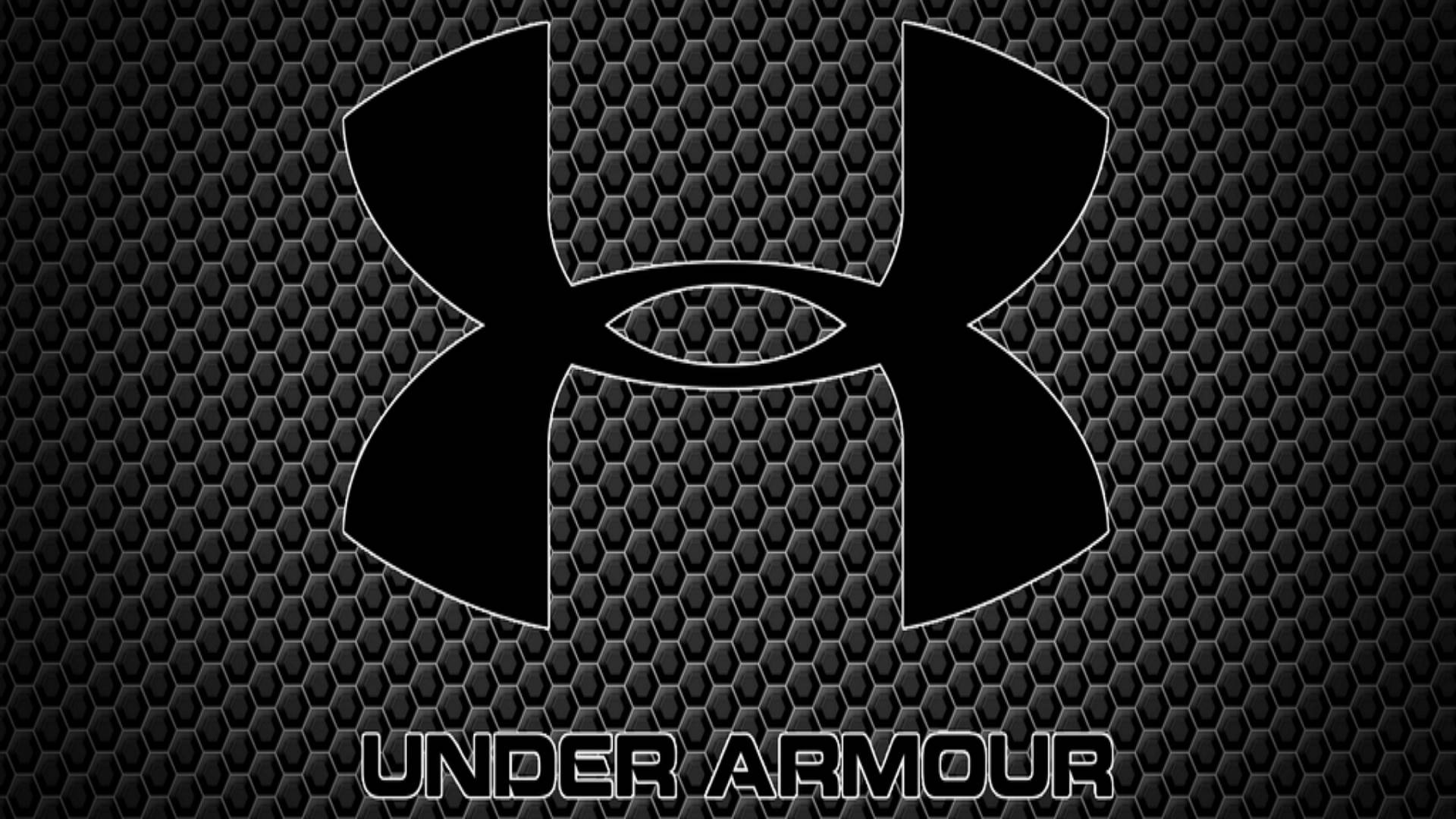 Under Armour標誌在紋理六邊形背景上。