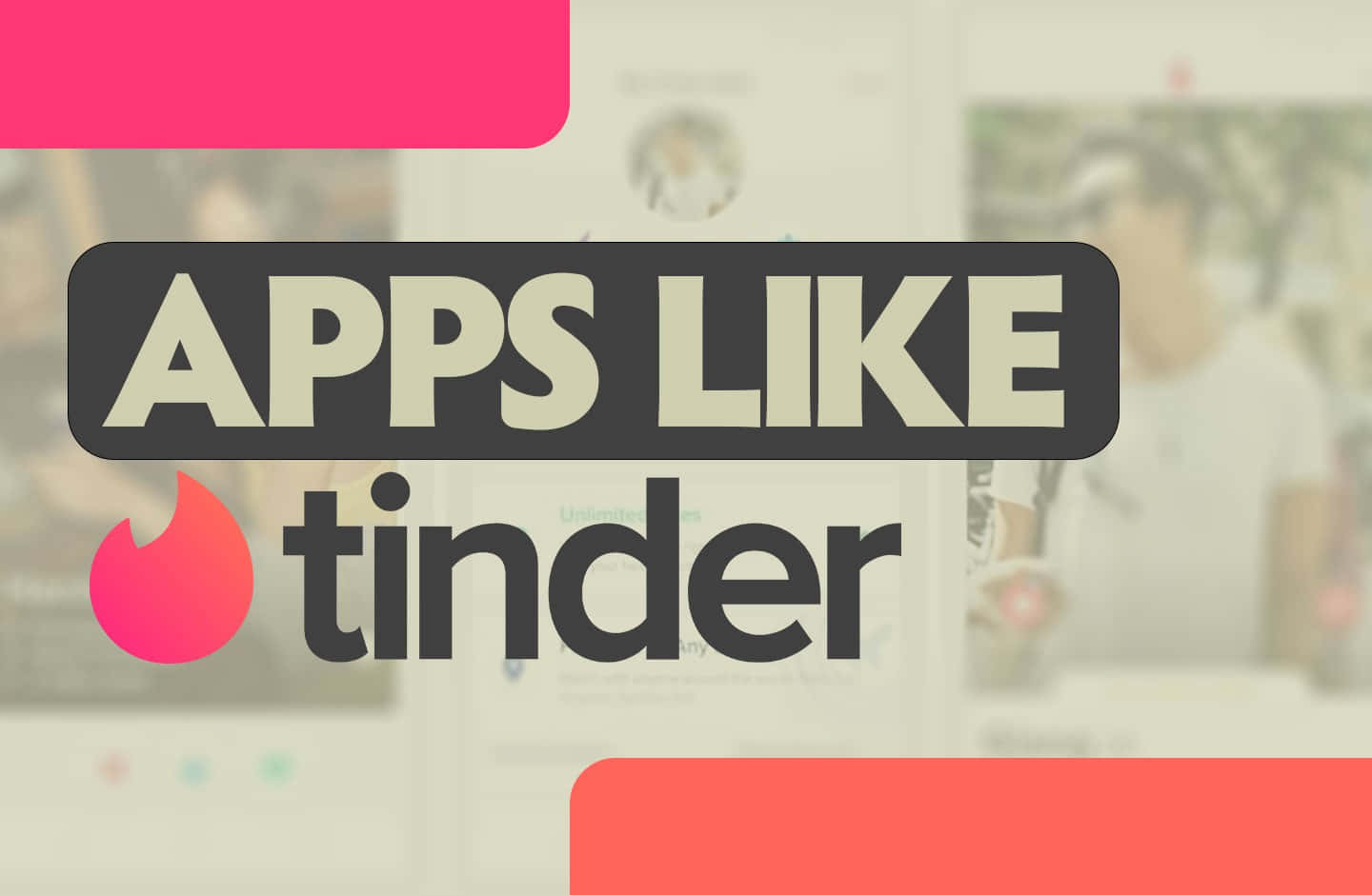 圖形顯示類似 tinder 的應用程式，背景有模糊的約會應用程式畫面。