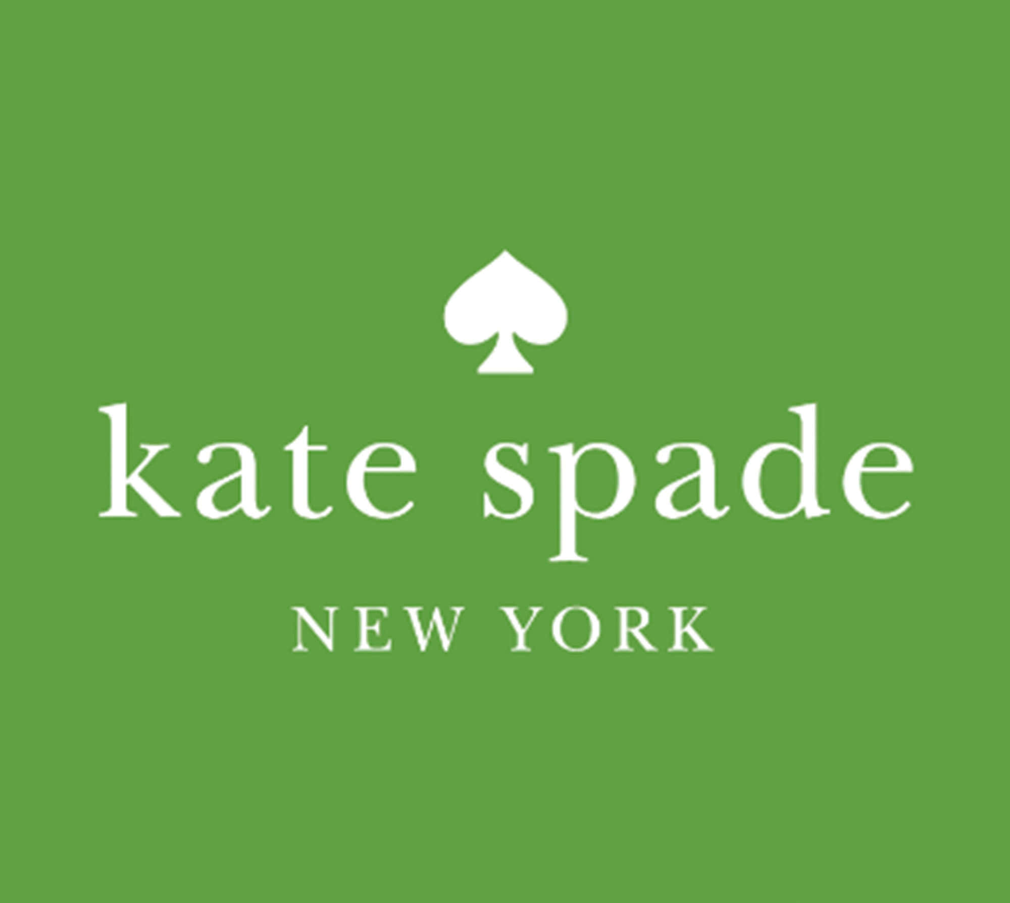 完美行李，完美旅程 壁紙 — Kate Spade New York 的簡潔極簡標誌，以白色文字和黑桃符號呈現於純綠色背景上。