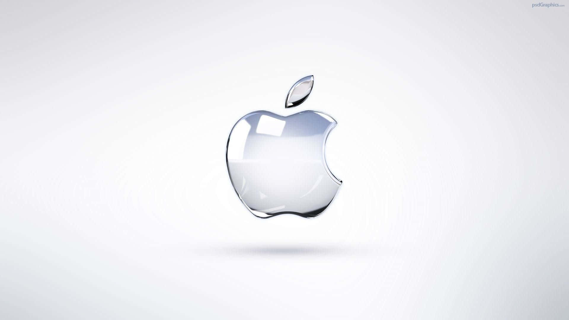 閃亮的玻璃Apple標誌漂浮在白色背景上