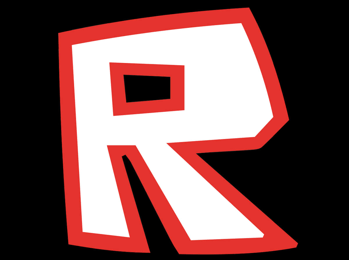 官方 Roblox 標誌 壁紙 — 一個大膽的紅白風格化字母R標誌，置於純黑色背景上。