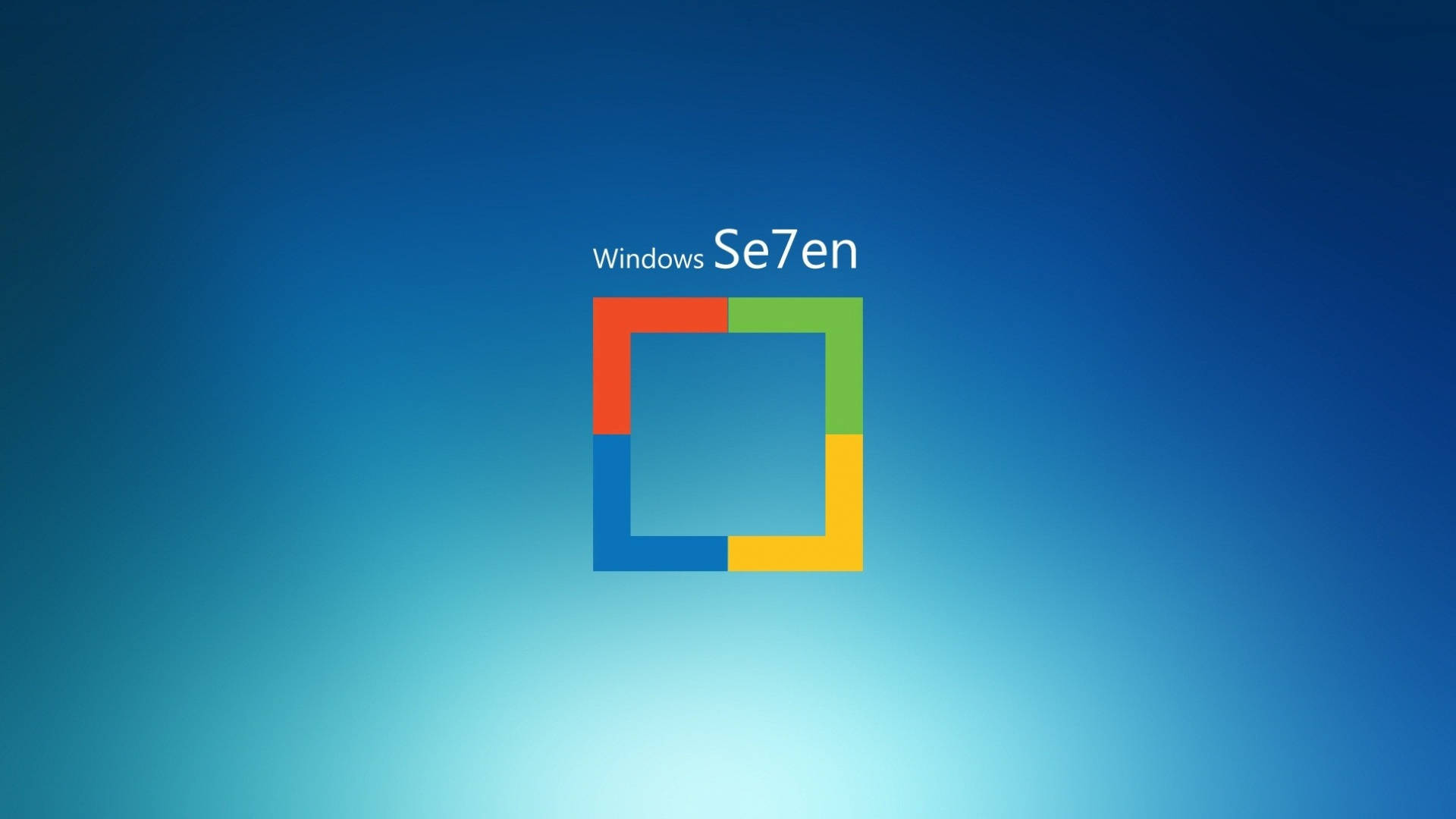 Windows Se7en 標誌，在藍色漸變背景上有多色方形。