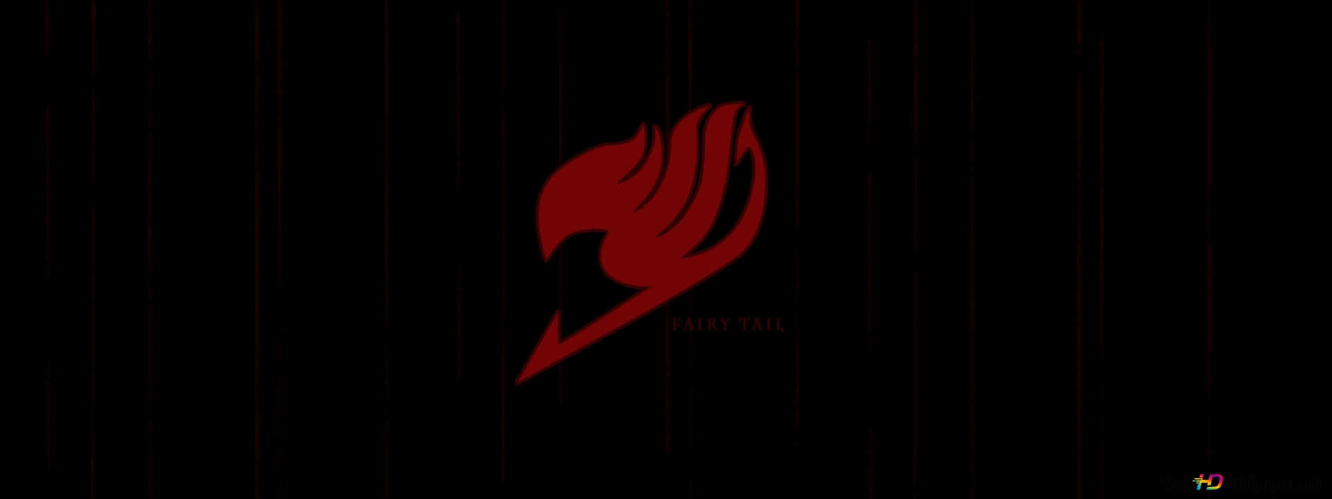 黑色背景上的紅色Fairy Tail標誌和紅色條紋。