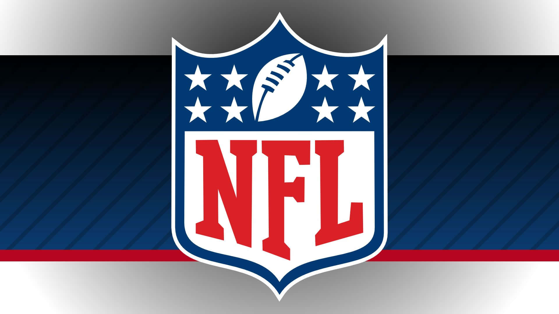 NFL 桌布 壁紙 — 官方NFL標誌居中於帶有對角線條和紅色強調條的藍色漸變背景上。