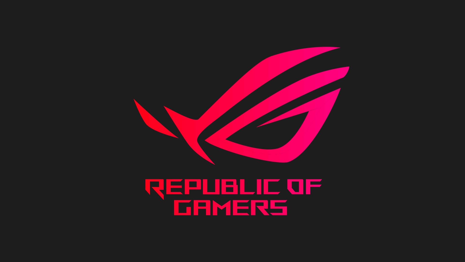 黑色背景上的粉紅色 Republic of Gamers 標誌