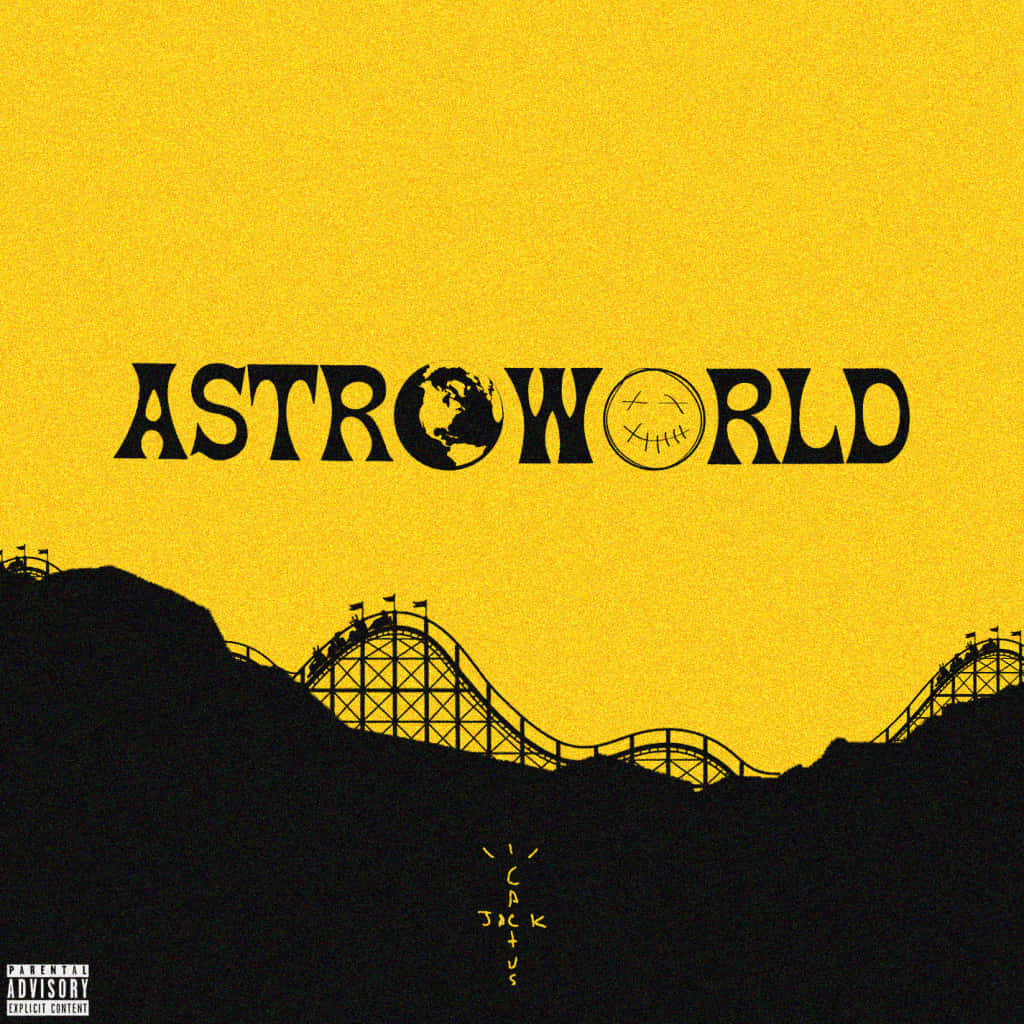 Travis Scott 的專輯 Astroworld 封面，以黃色天空為背景，有過山車剪影。