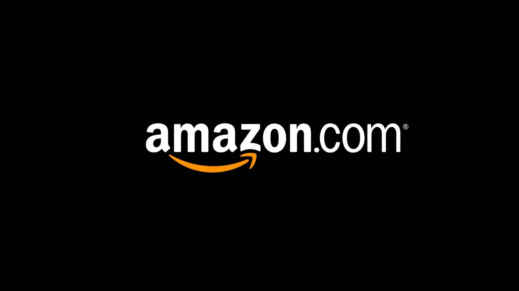 黑色背景上帶有橙色箭頭的Amazon.com標誌。