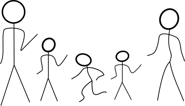 家庭剪影黃昏天空 壁紙