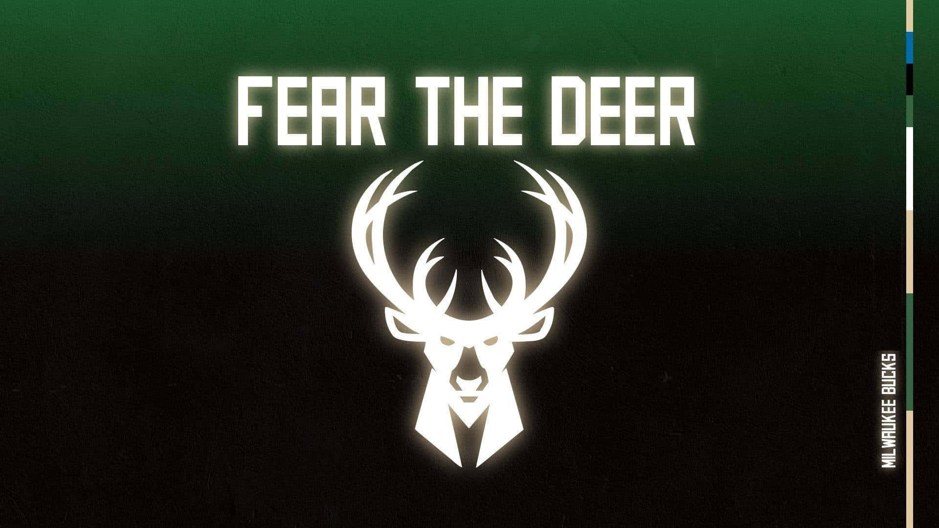 密爾沃基公鹿隊標誌，帶有發光鹿頭和文字 Fear The Deer。