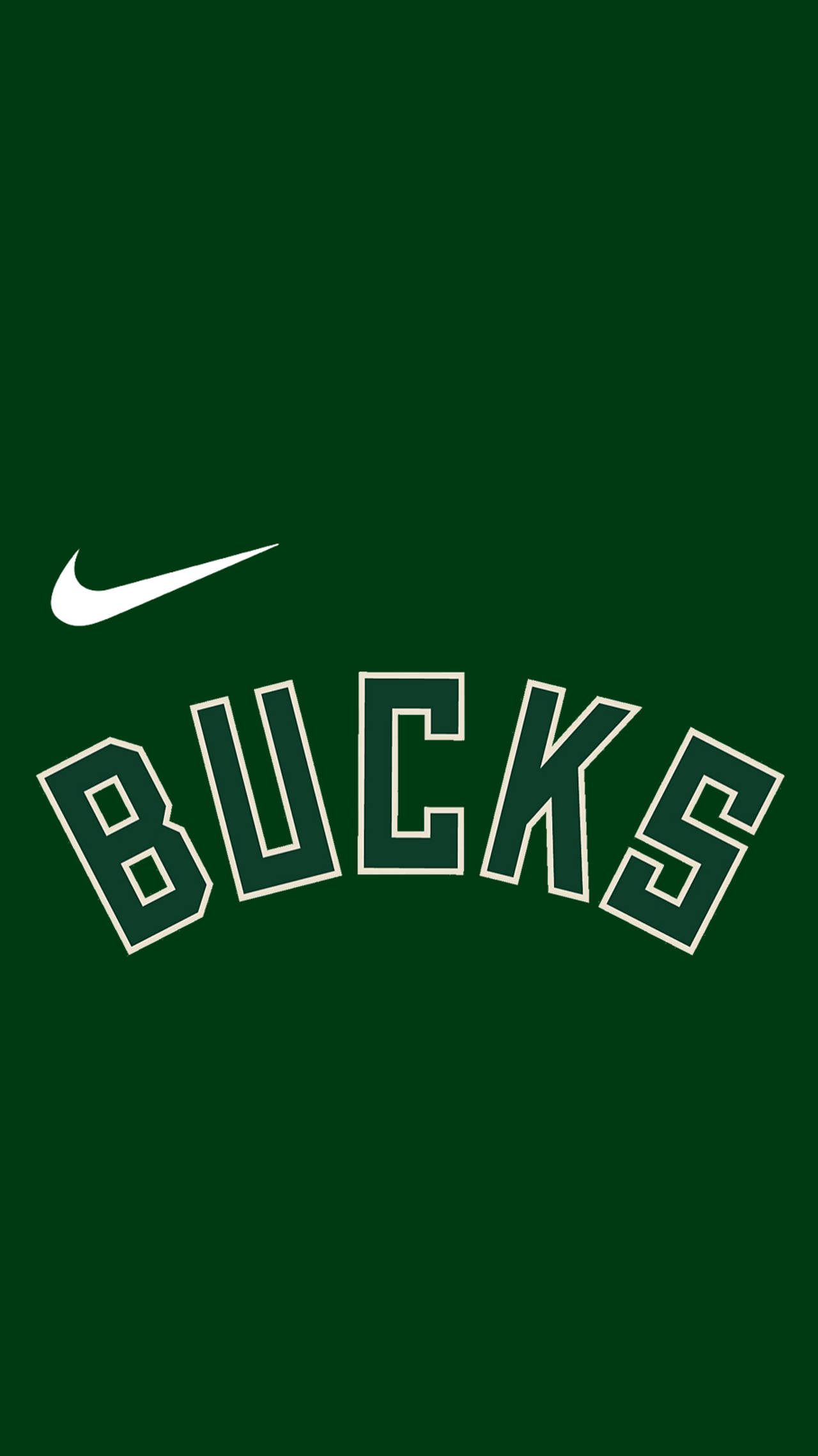 密爾瓦基 Bucks 綠色主題 壁紙 — 大膽的白色Nike勾勾和拱形Bucks標誌在純深綠色背景上脫穎而出。