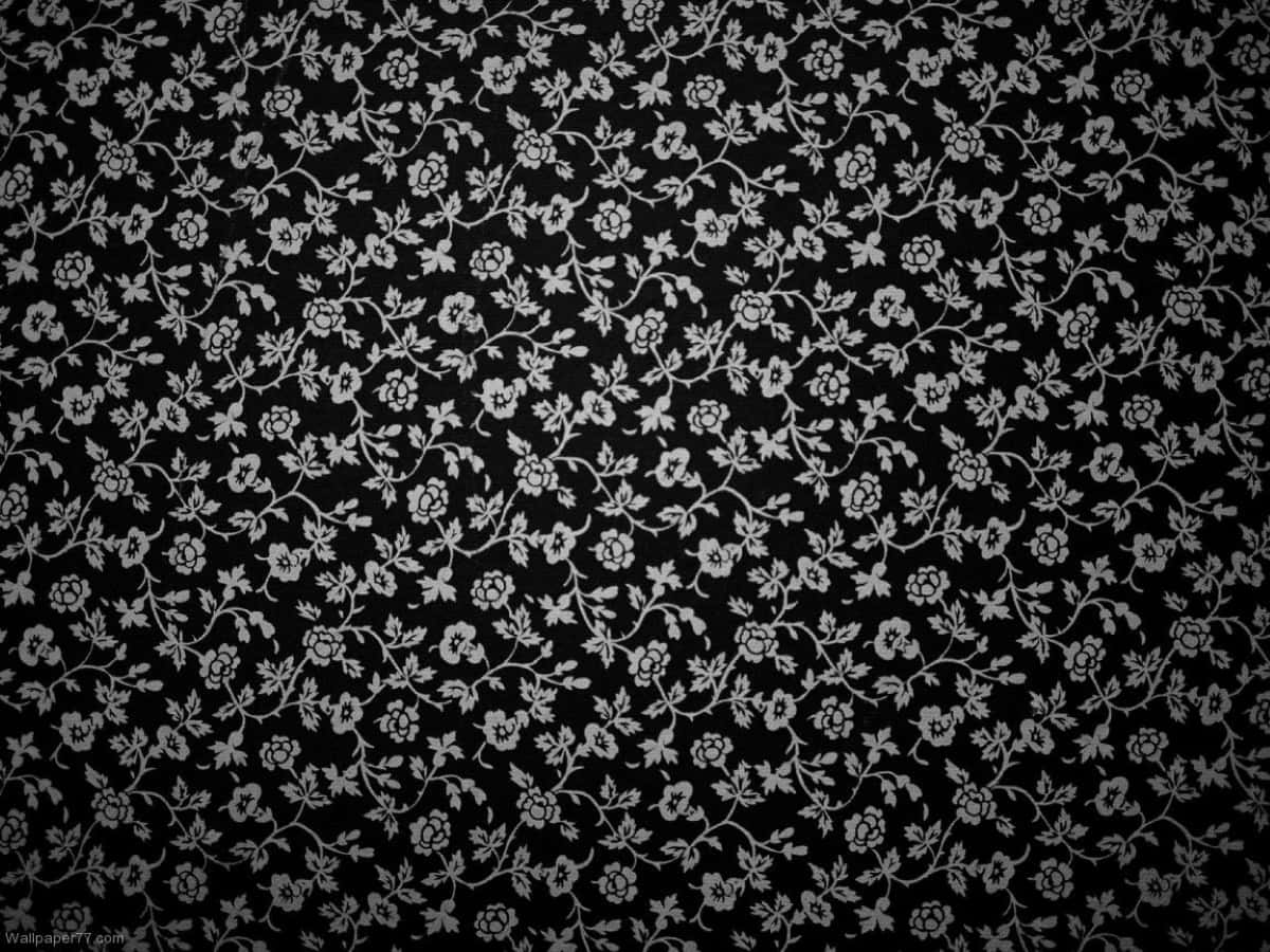 Rose Pattern 桌布 壁紙 — 密集的黑白花卉圖案，細膩的藤蔓和花朵覆蓋整個畫面。