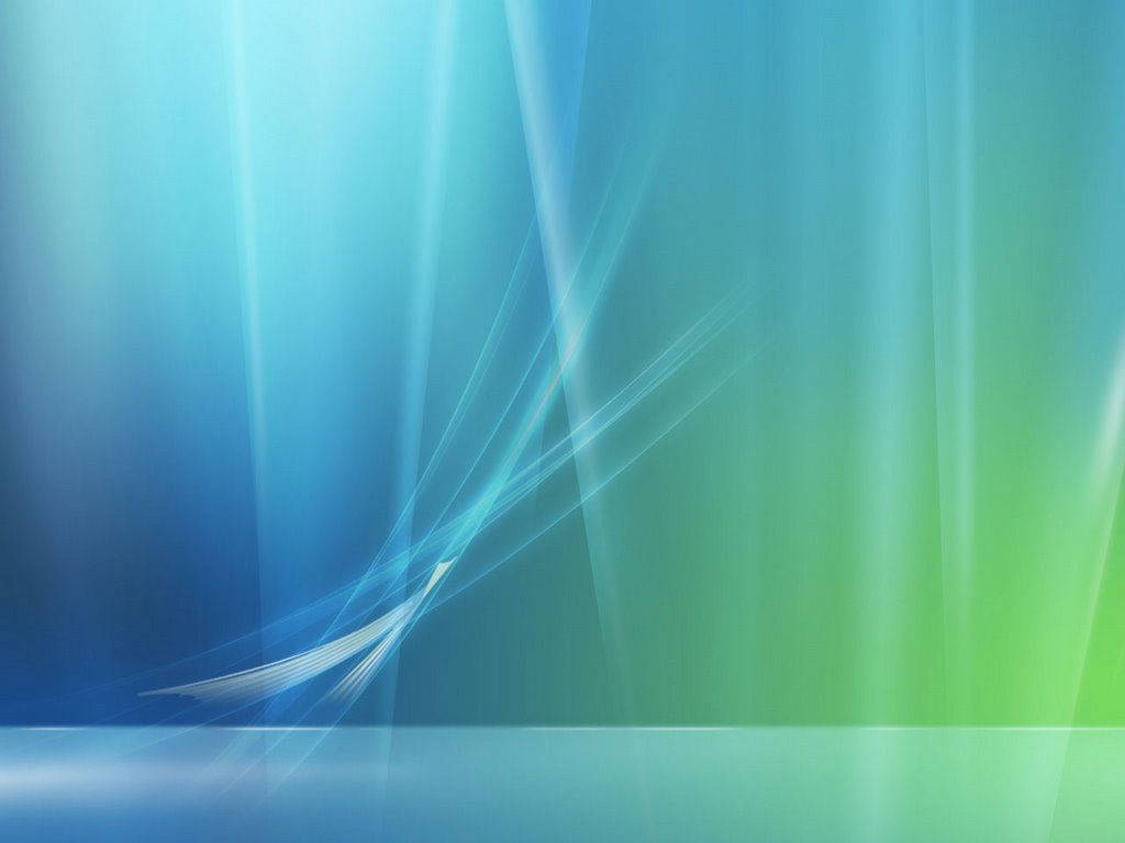 寧靜 Windows Vista 壁紙 — 柔和的藍綠色漸變，帶有對角流動的發光光條。