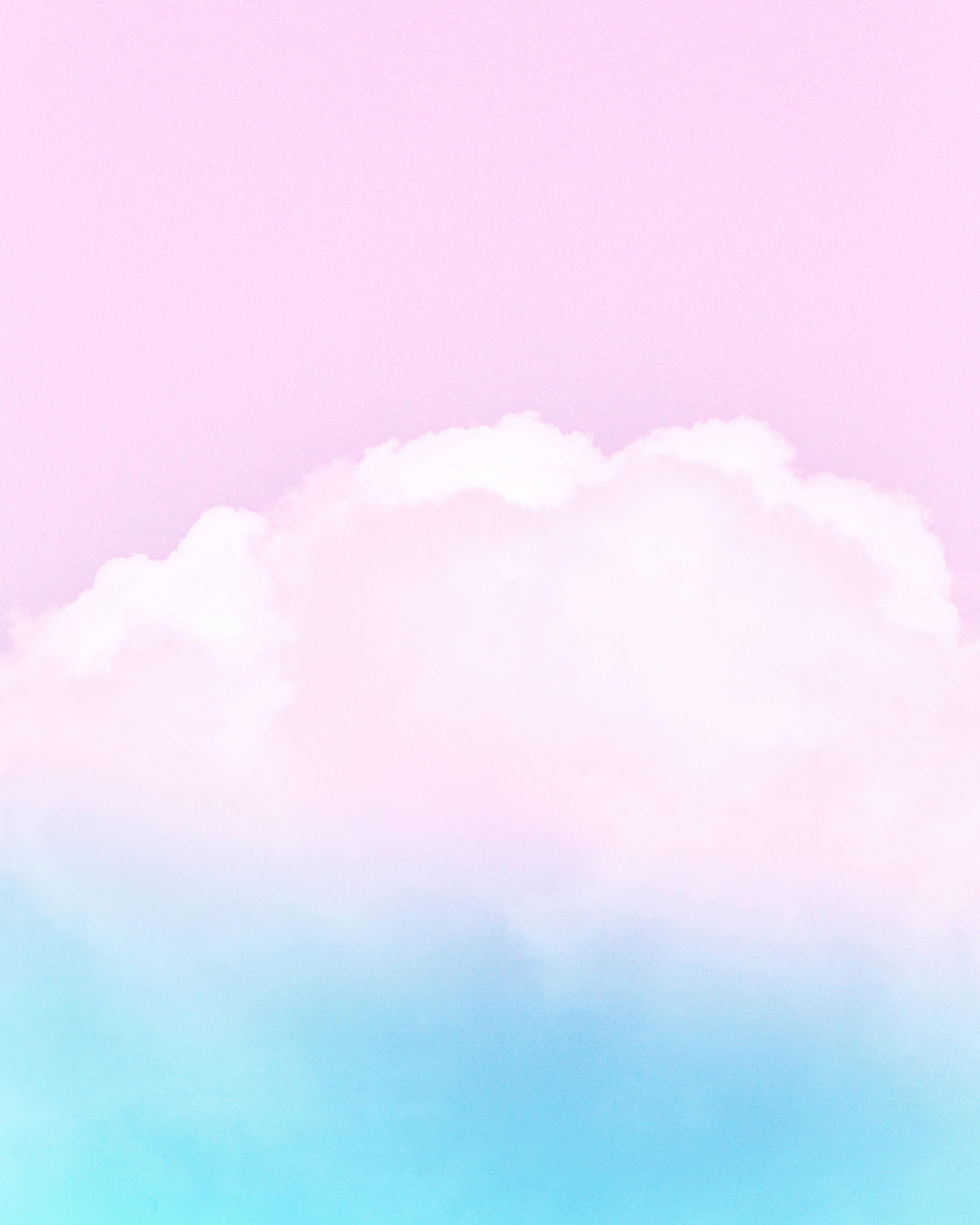 寧靜天空漸層 - 粉藍雲景 壁紙 — 一朵柔和的粉彩雲漂浮在漸變的天空中，融合了粉紅色和藍色，帶有夢幻的水彩質感。