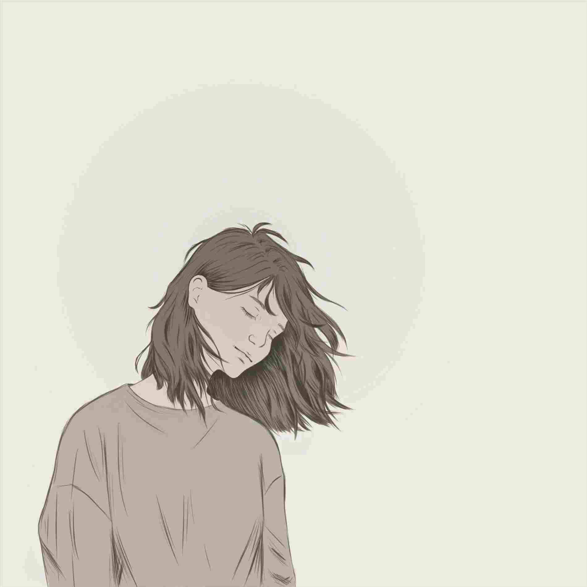 一個閉著眼睛、頭髮蓬亂的人，顯得平靜而沉思。