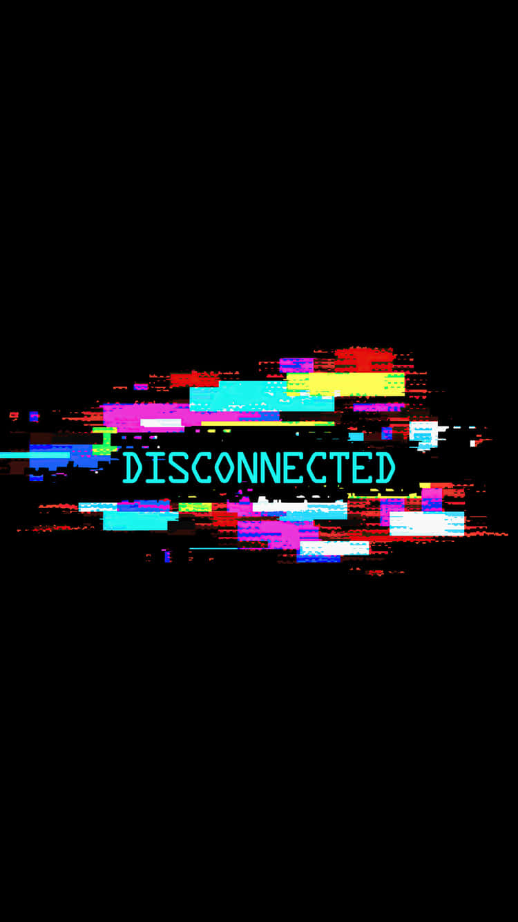 故障藝術，以彩色數碼雜訊圍繞嘅disconnected字樣。