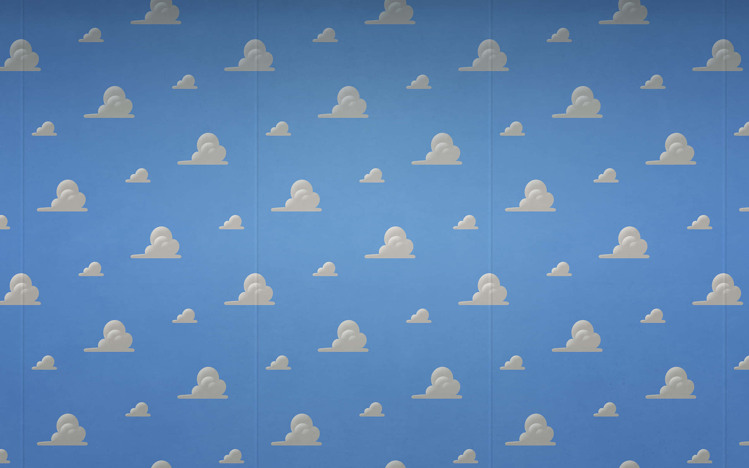 Toy Story Cloud 桌布 壁紙 — 寧靜藍天壁紙，帶有重複圖案中散落的白色卡通雲。