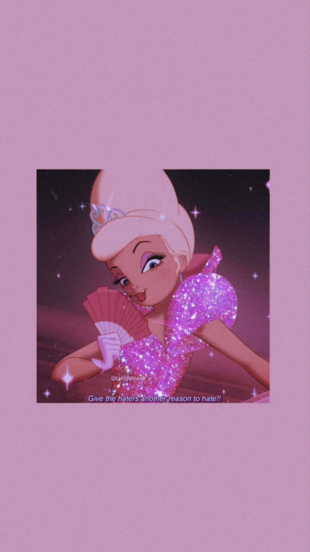 動畫角色穿著閃亮粉紅色服裝，自信地拿著扇子。 — Baddie 美學 壁紙