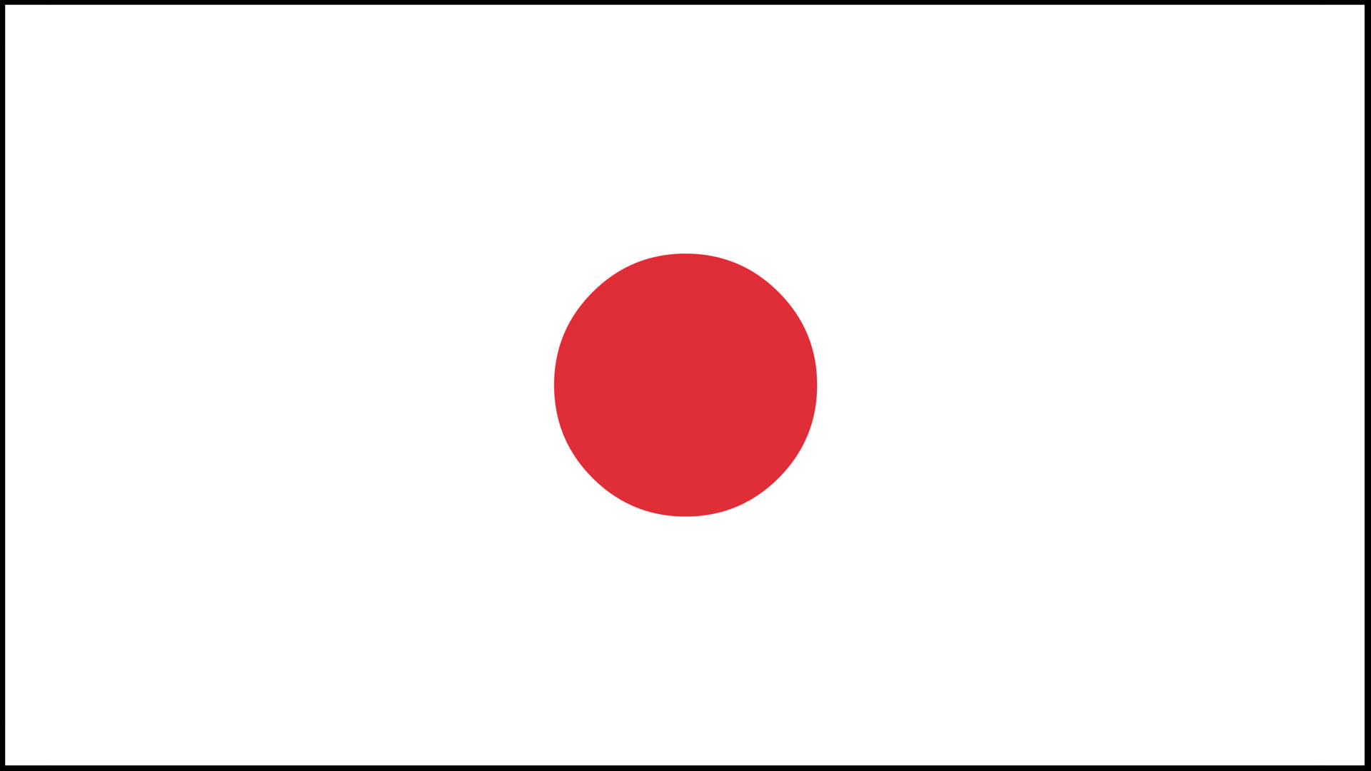 寬幅日本國旗海報 壁紙 — 一個極簡風格的日本國旗，中央有一個大膽的紅色圓圈，背景為純白色。