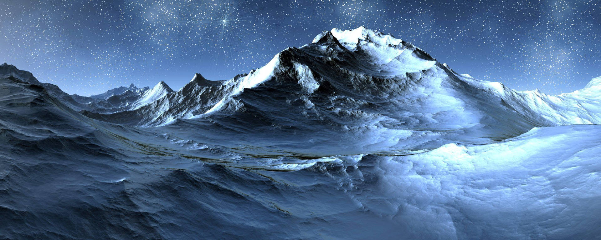 星空下的雪山山脈