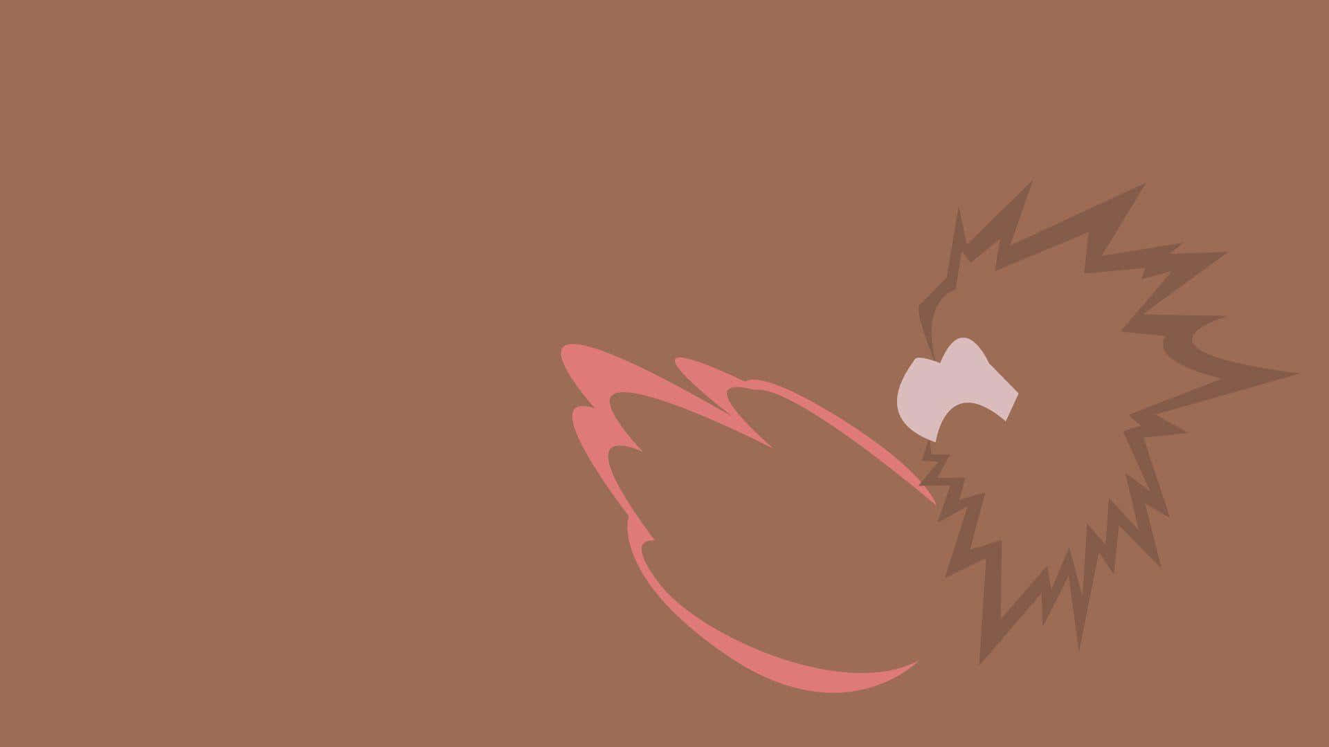 寶可夢 Spearow 最簡風格藝術 壁紙 — 一個極簡風格的刺蝟剪影，以粉紅色和棕色色調呈現，置於純棕色背景上。