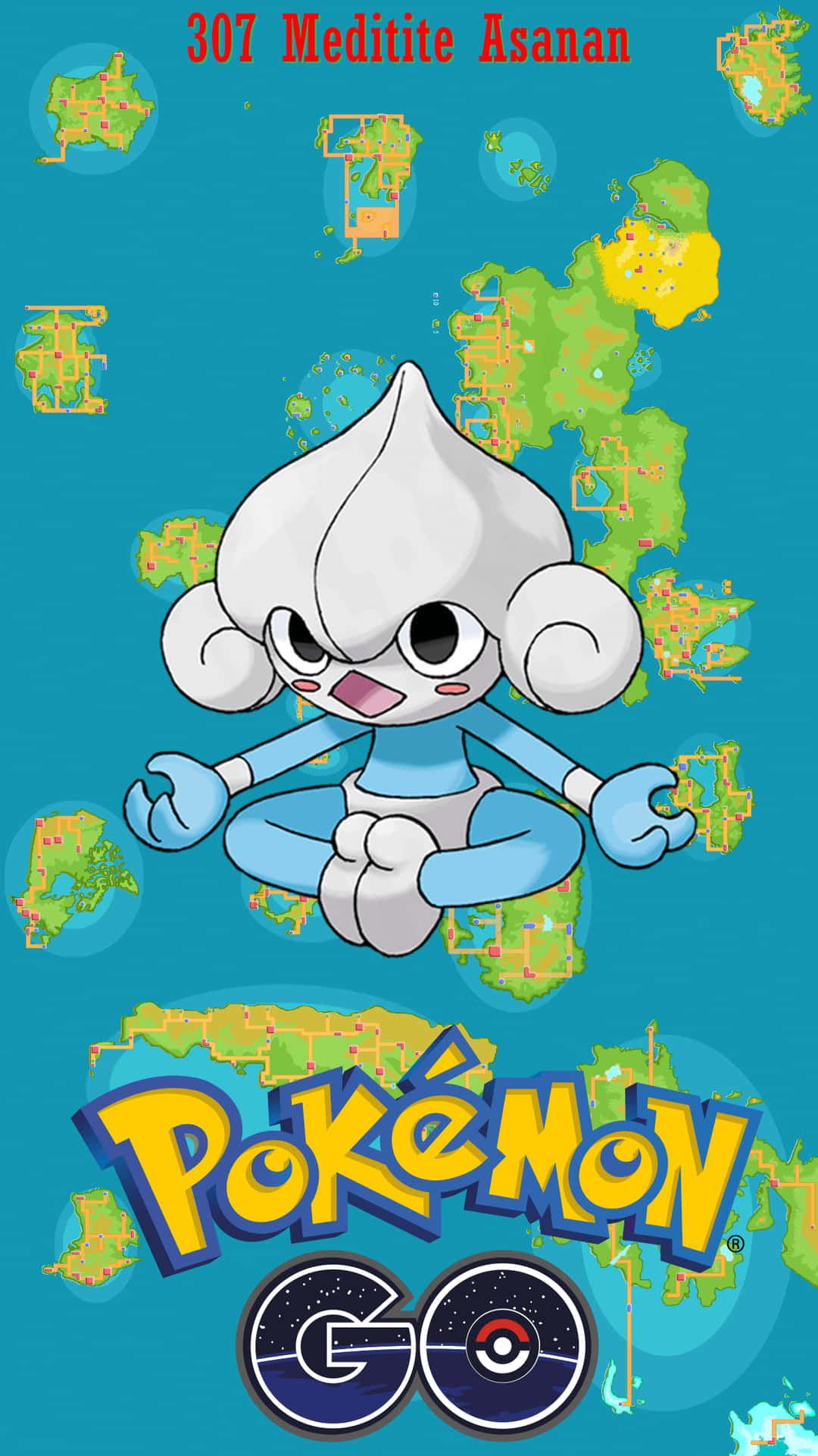 美迪泰特以打坐姿勢，周圍漂浮著 Pokémon GO 地圖碎片。