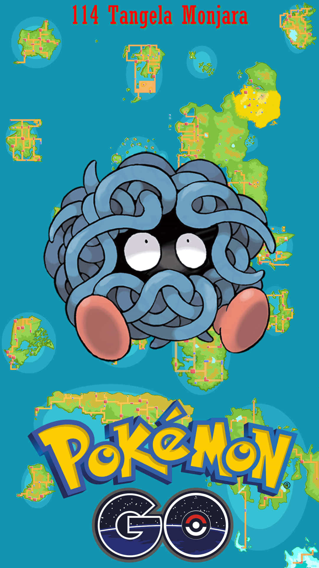 藤蔓怪寶可夢漂浮著地圖碎片和 Pokémon GO 標誌。