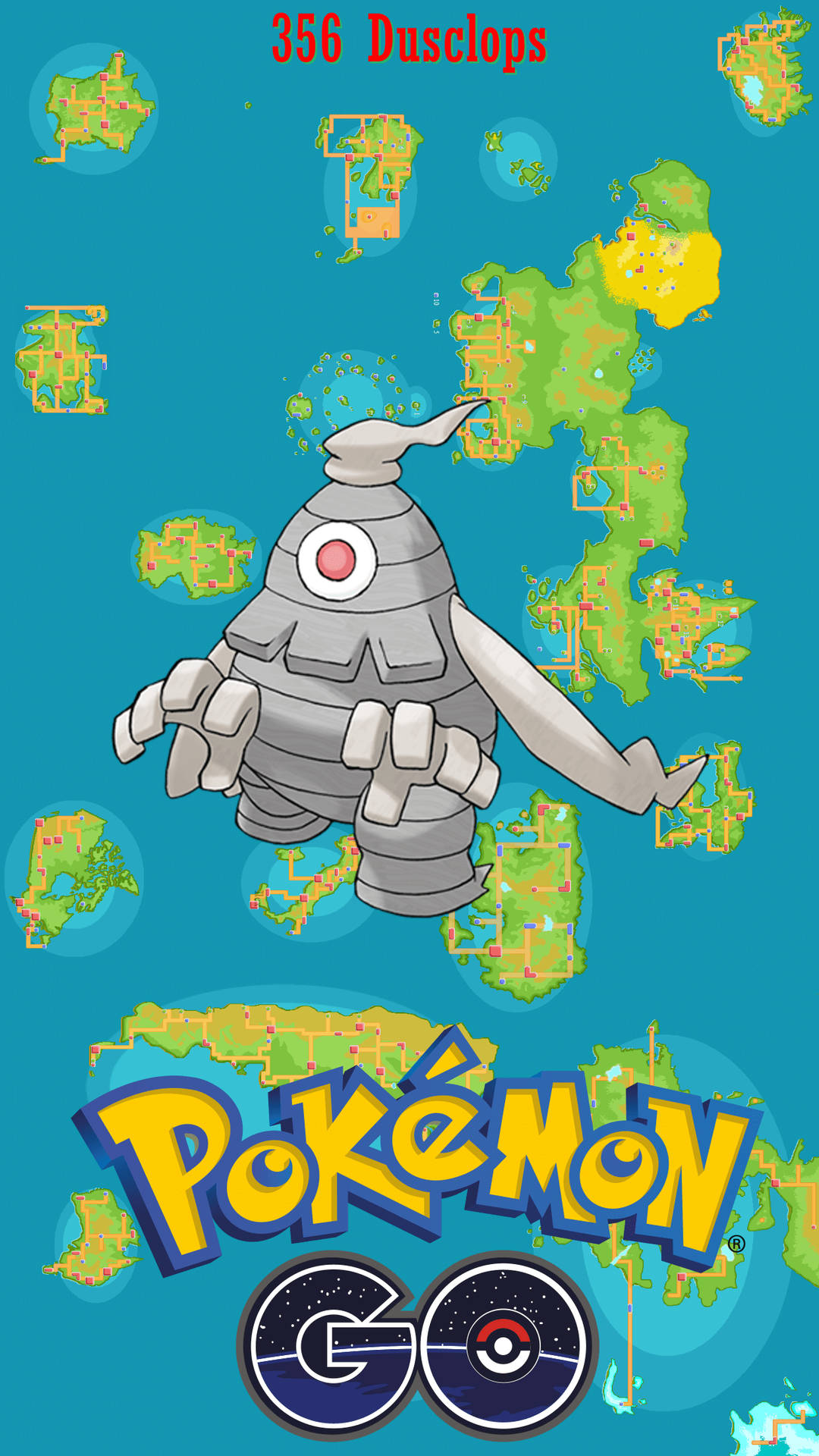 Dusclops 寶可夢漂浮在地圖碎片上方，帶有 Pokémon GO 標誌。